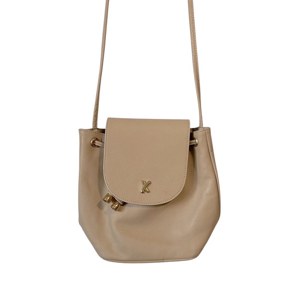 Paloma Picasso genuine leather Cream Crossbody Bag with Gold Accents